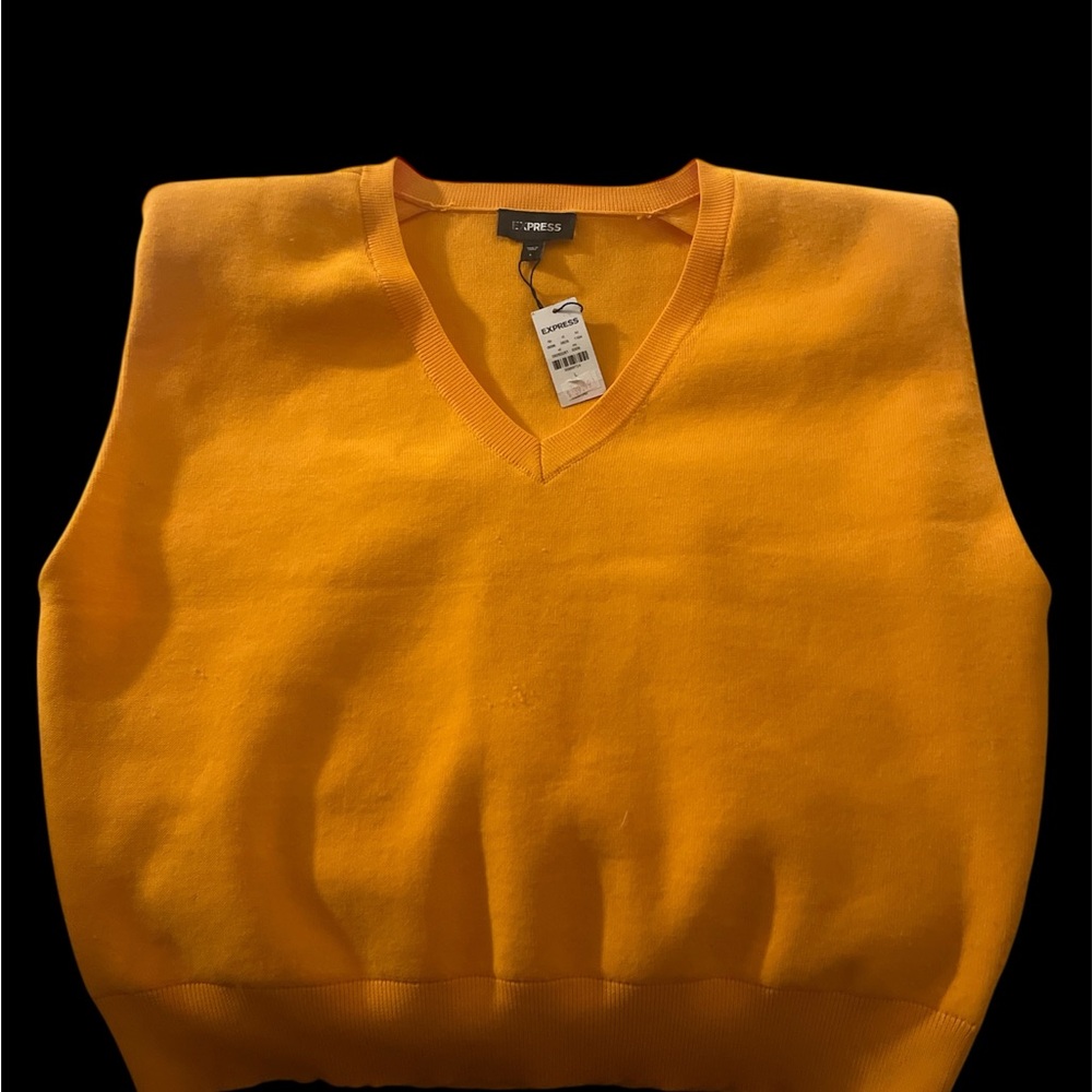 Express V-Neck Orange Sweater Vest